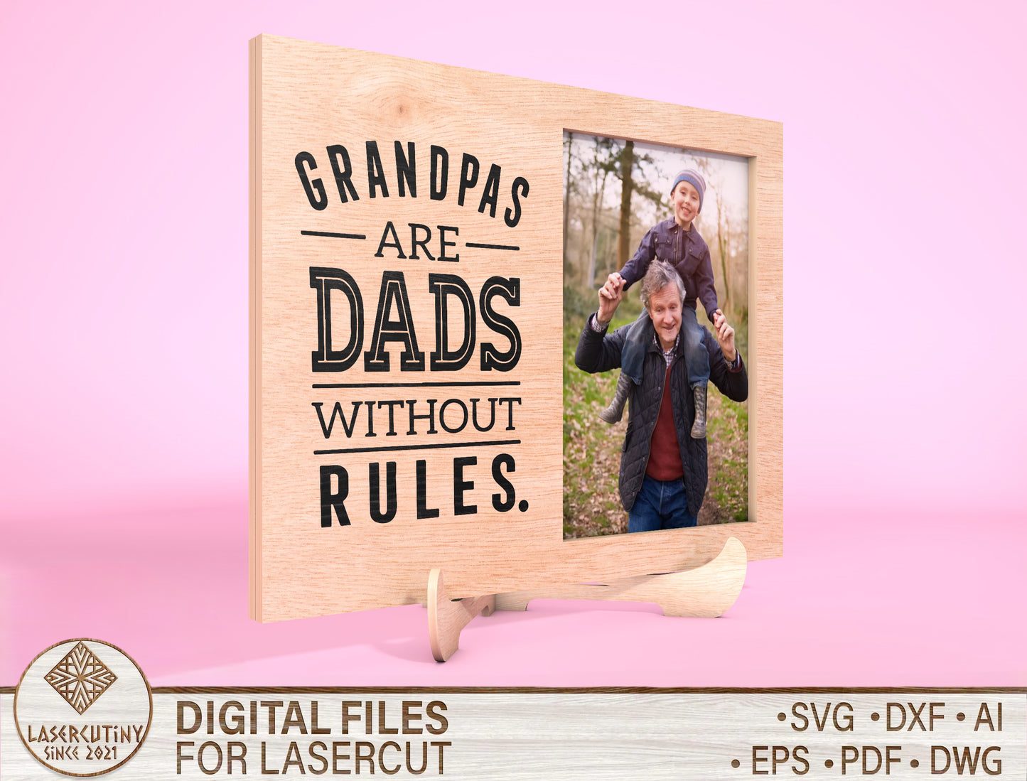 Grandpa Photo Frame SVG Laser Cut File for Glowforge and xTool