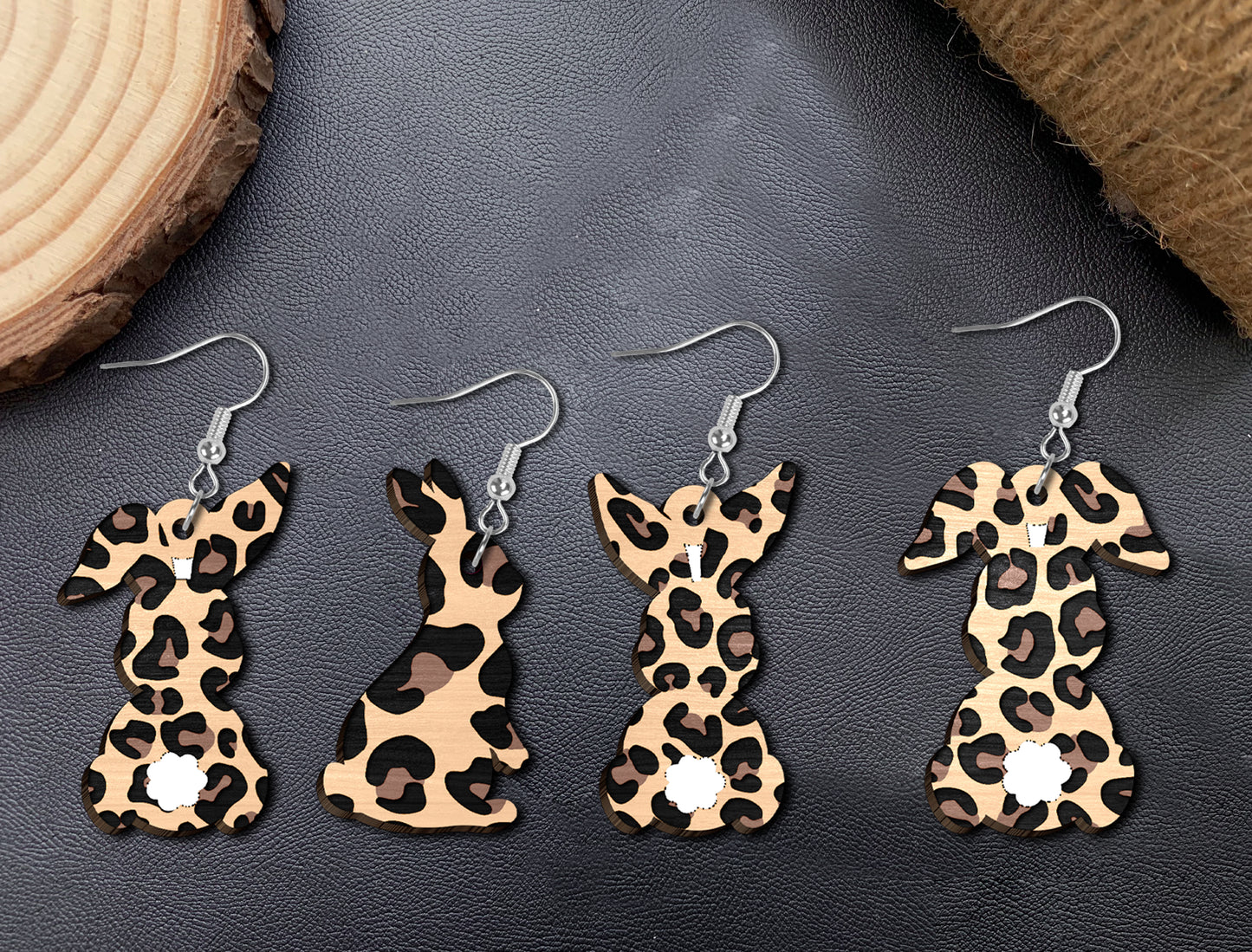 Leopard Bunny Earrings SVG Bundle 12 Animal Print Easter for Glowforge