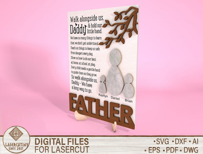 Personalized Pebble Art Father Sign SVG Laser Cut File for Glowforge and xTool