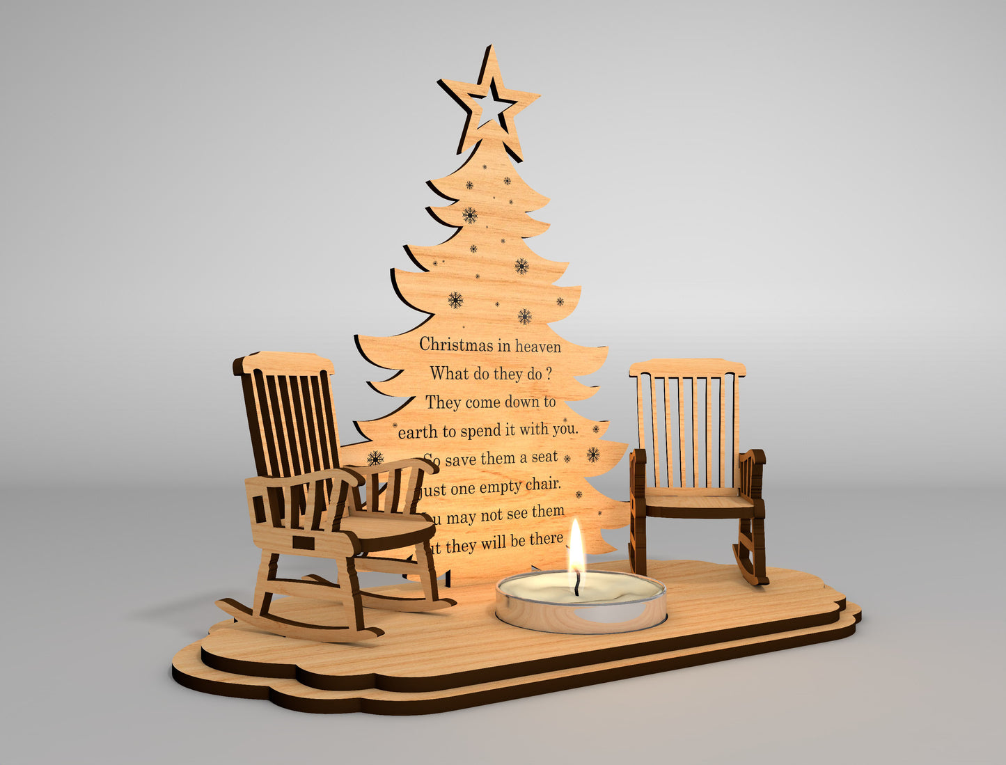 Personalized Christmas Tree Memorial SVG Laser Cut File for Glowforge xTool LightBurn