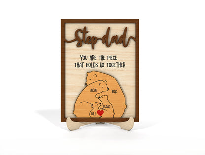 Bear Puzzle Sign SVG for Father’s Day Laser Cut File