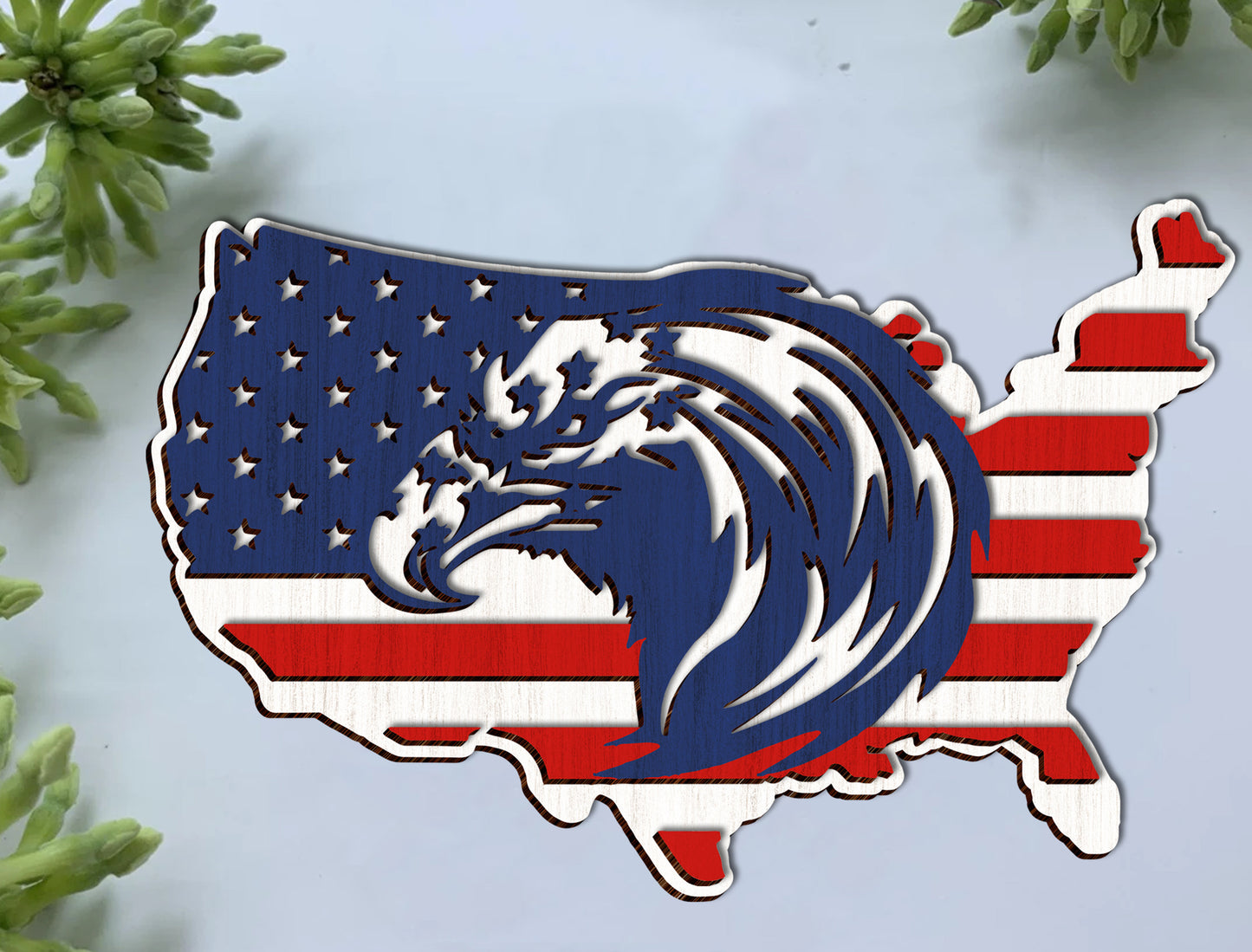 Patriotic Eagle American SVG Laser Cut File for Glowforge