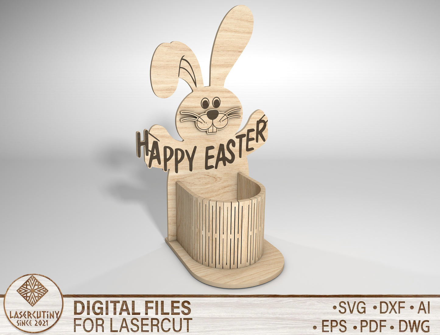 Easter Bunny Basket SVG Wooden Egg Holder 5 Designs for LightBurn and xTool
