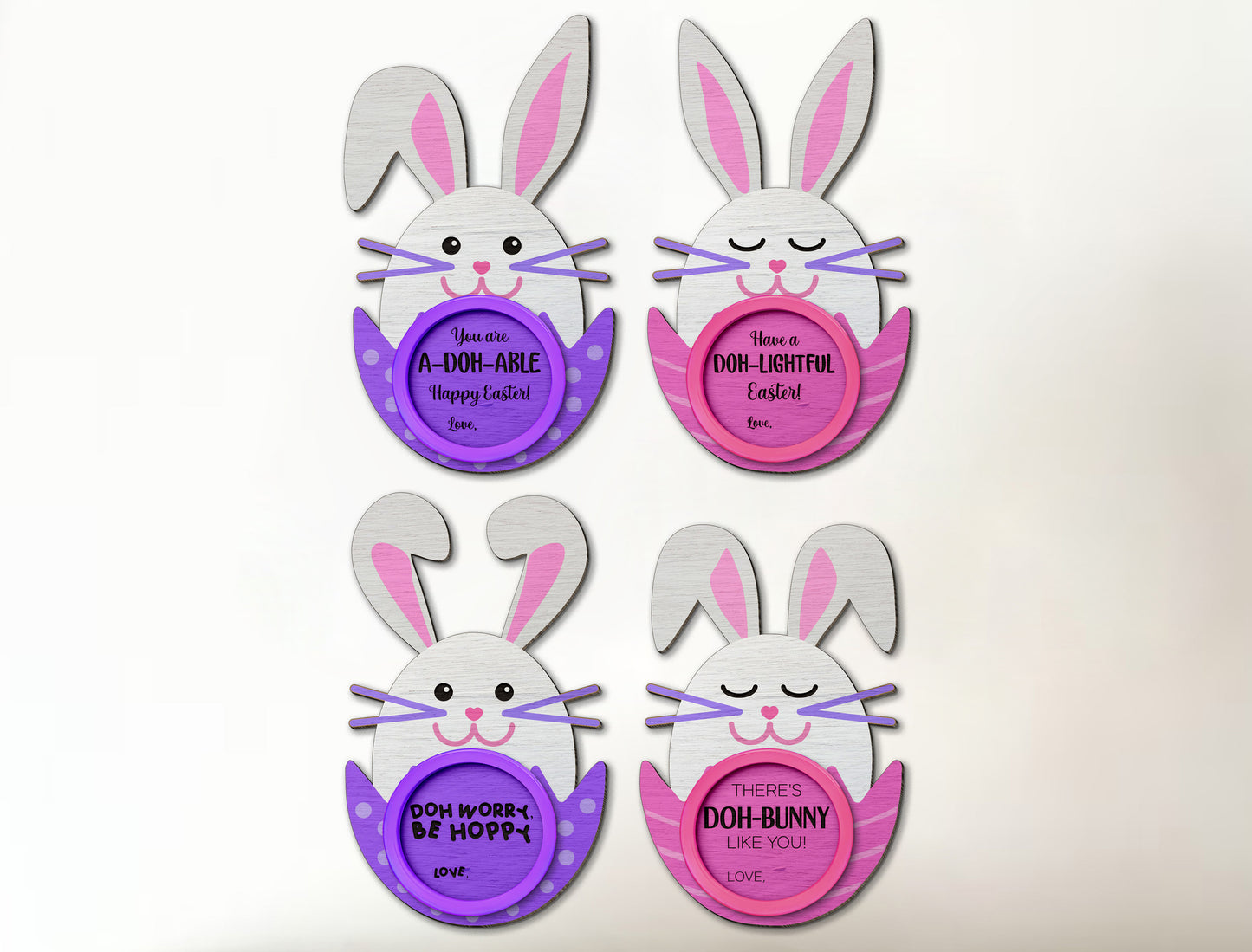 Cute Bunny Play Doh Gift Card Holder SVG Bundle 8 Designs for LightBurn