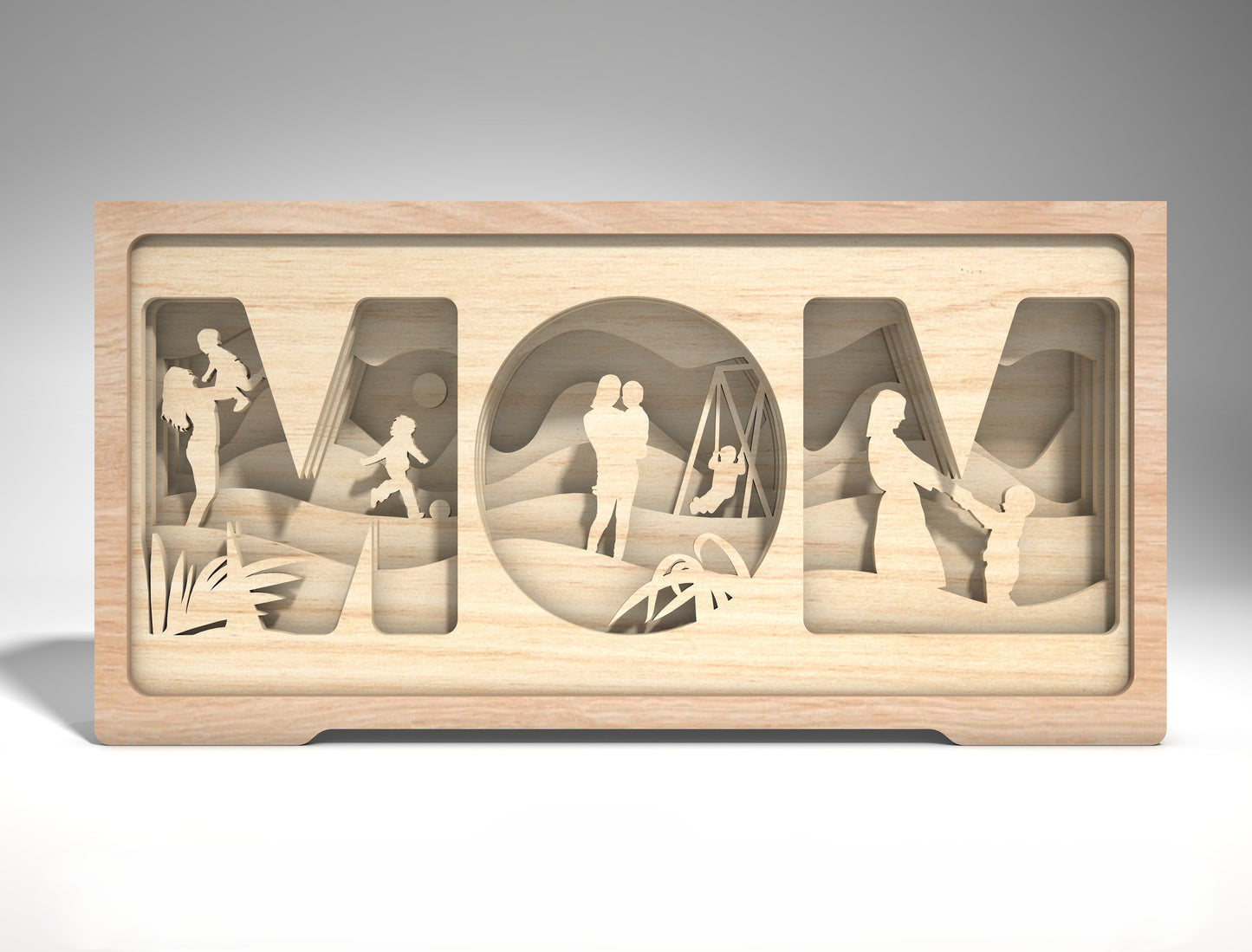 Mom and Son Layered Light Box Frame SVG for LightBurn and Glowforge