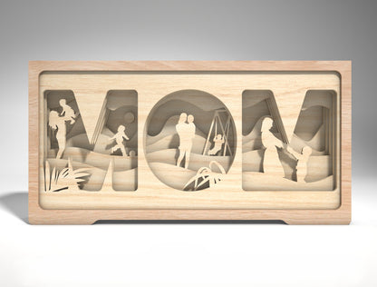 Mom and Son Layered Light Box Frame SVG for LightBurn and Glowforge
