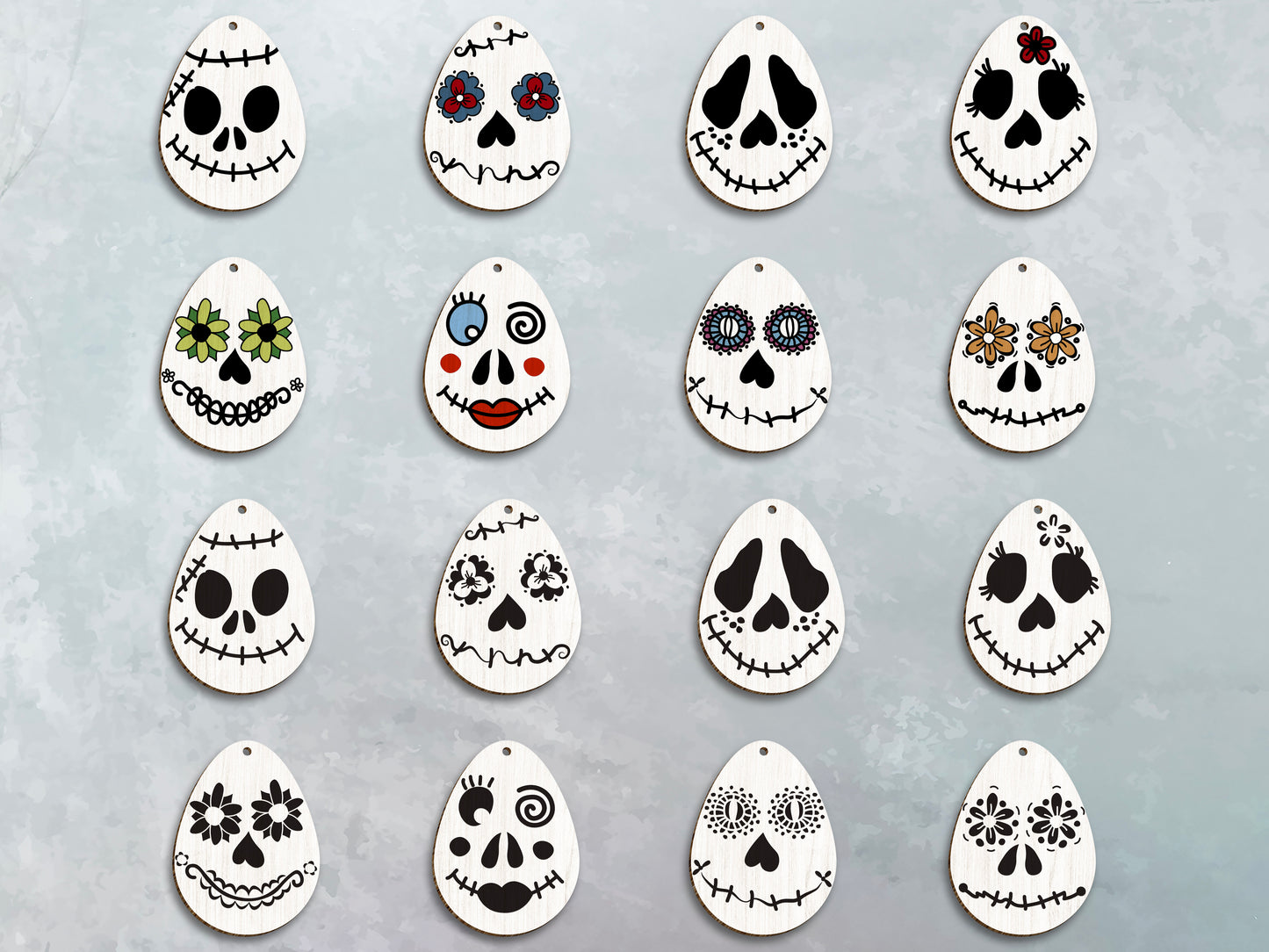 Easter Skull Egg Earrings SVG Floral Skull Easter for LightBurn and xTool