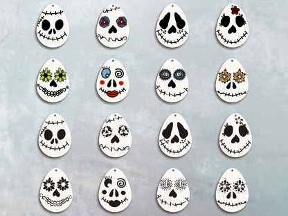 Easter Skull Egg Earrings SVG Floral Skull Easter for LightBurn and xTool