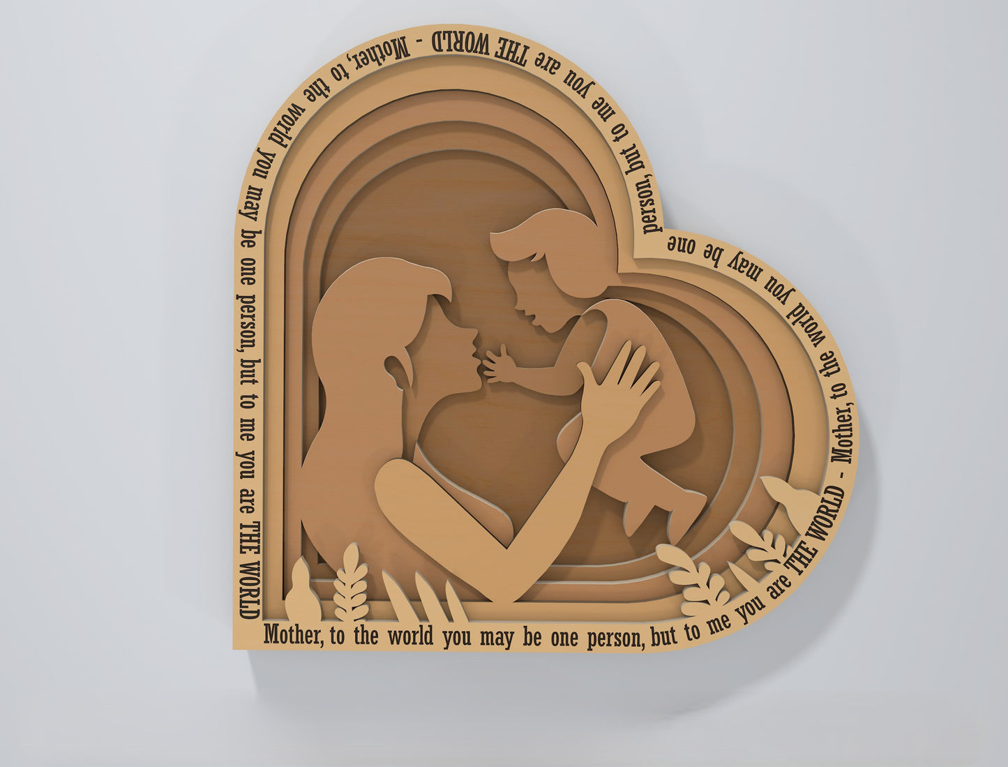 Mother and Child Silhouette SVG Heart Arch Wood Sign for Glowforge