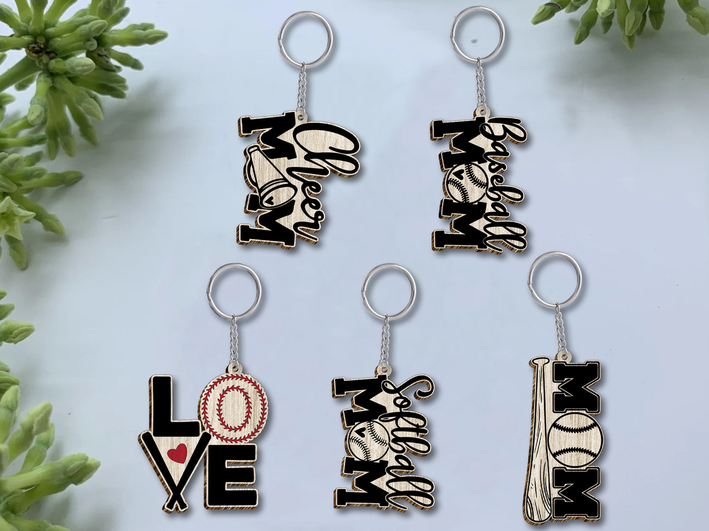 Sports Mom Keychain SVG Bundle Laser Cut File for Glowforge and xTool