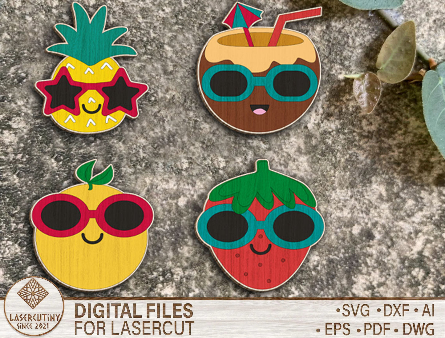 Summer Fruit Sunglasses Earring SVG Bundle with 13 Cute Designs