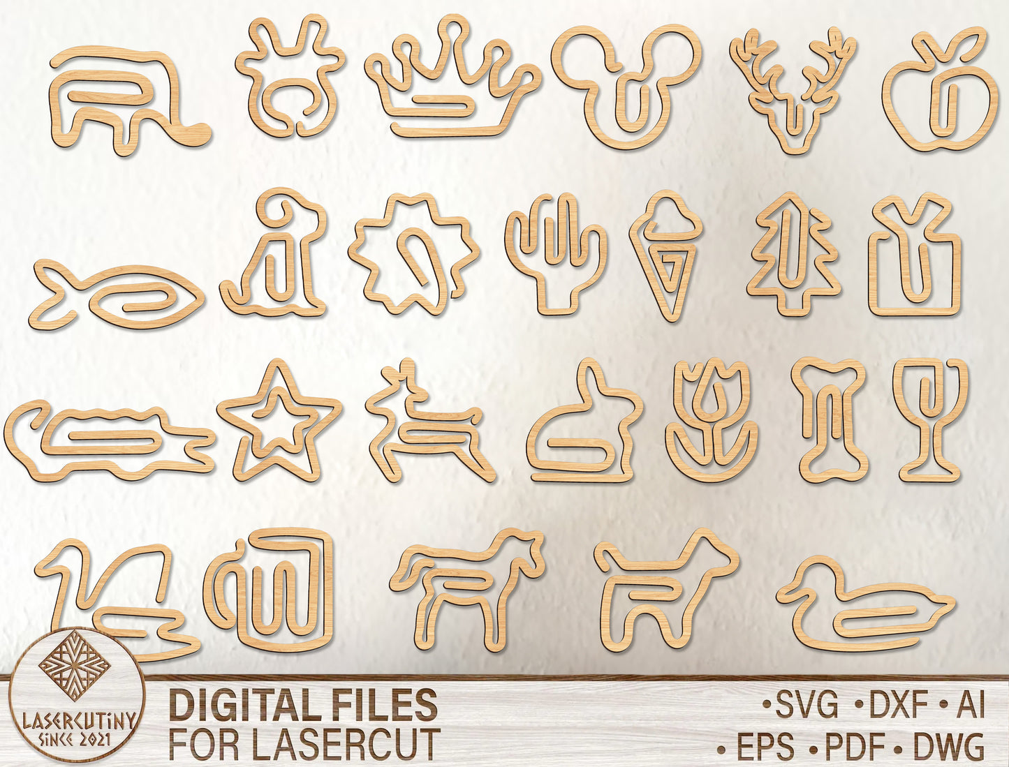 Minimalist Paper Clip SVG Bundle Laser Cut File for xTool and Glowforge