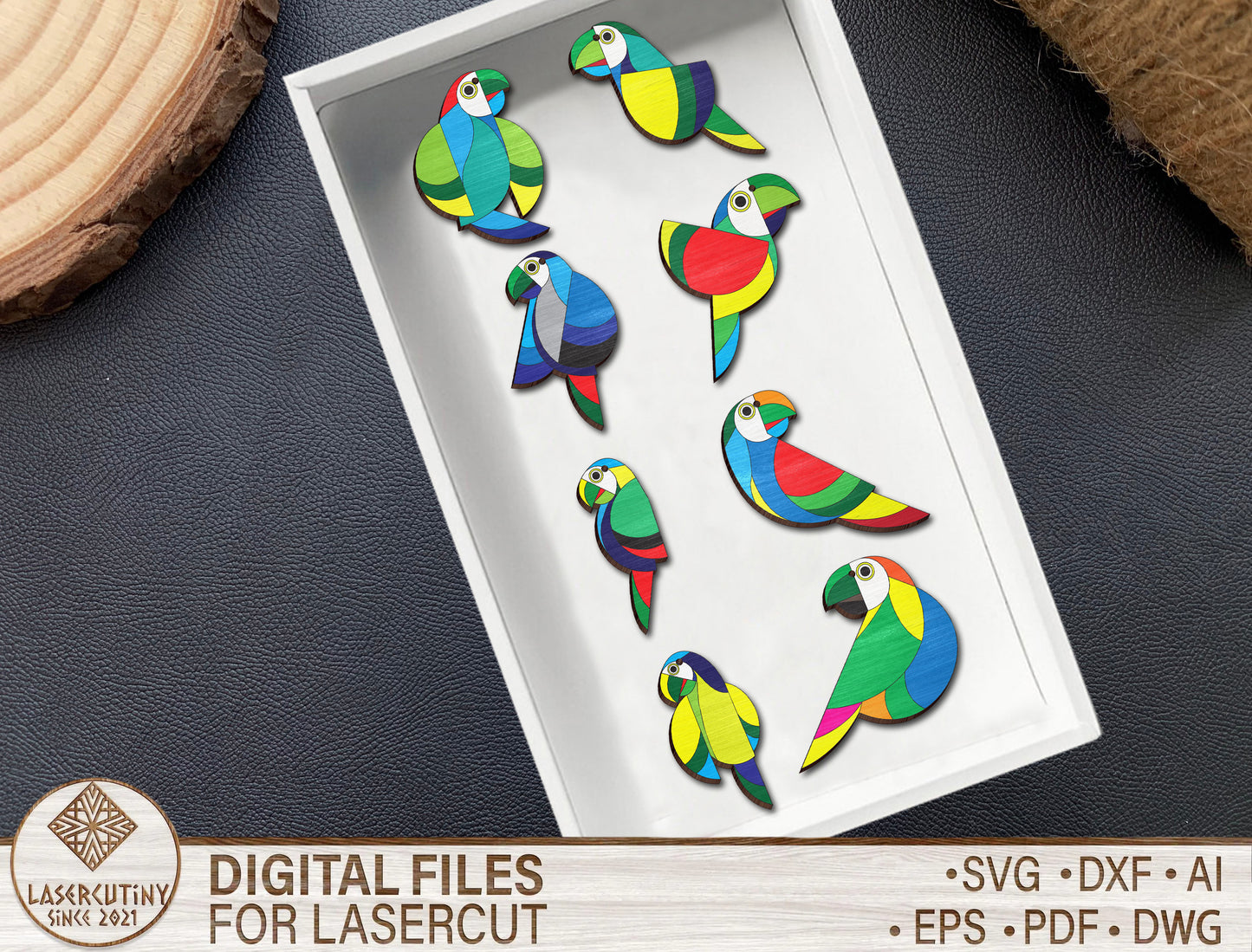 Parrot Earring SVG Bundle Laser Cut File for Glowforge and LightBurn