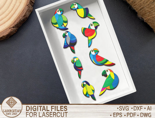 Parrot Earring SVG Bundle Laser Cut File for Glowforge and LightBurn