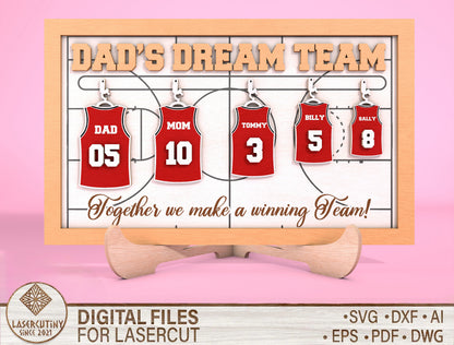 Personalized Basketball Dad Sign SVG Laser Cut File for Glowforge and LightBurn