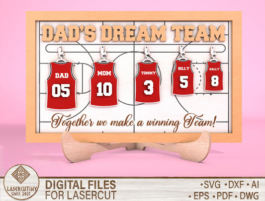 Personalized Basketball Dad Sign SVG Laser Cut File for Glowforge and LightBurn