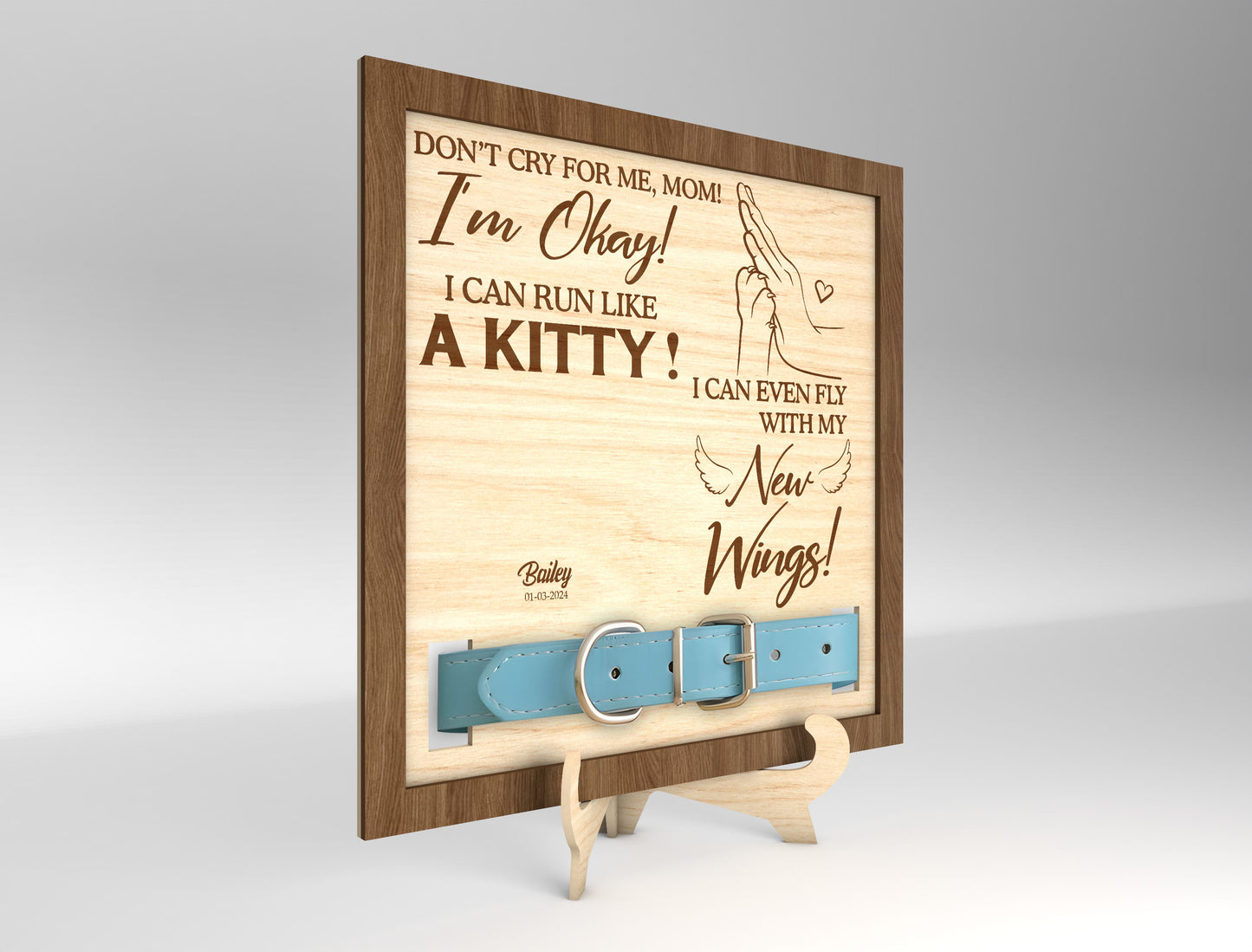 Cat Memorial Collar Holder Tabletop SVG Photo Frame Laser Cut File for Glowforge