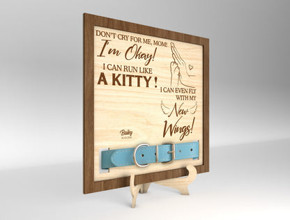 Cat Memorial Collar Holder Tabletop SVG Photo Frame Laser Cut File for Glowforge
