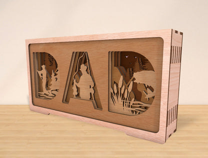 Fishing Dad Layered Name Sign SVG Laser Cut File for Glowforge