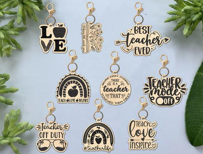 Teacher Keychain Bundle SVG Laser Cut File for Glowforge and xTool