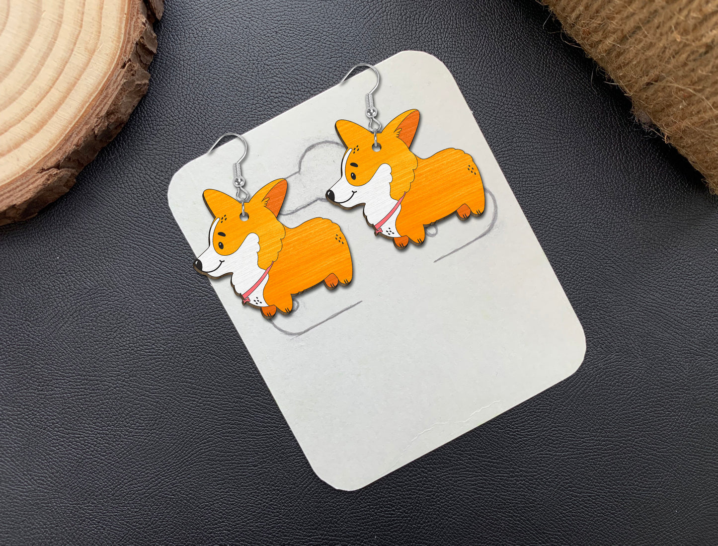 Corgi Stud Earring SVG Bundle Laser Cut File for LightBurn and xTool
