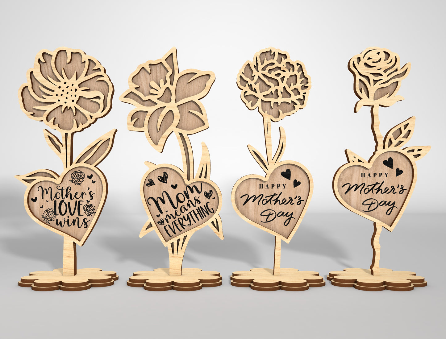 Mother's Day Flower Stand Quote SVG Bundle for Glowforge and xTool