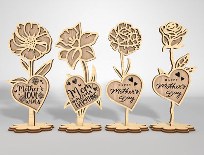 Mother's Day Flower Stand Quote SVG Bundle for Glowforge and xTool