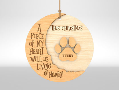 Dog Paw Memorial Christmas Ornament SVG Laser Cut File for LightBurn and xTool