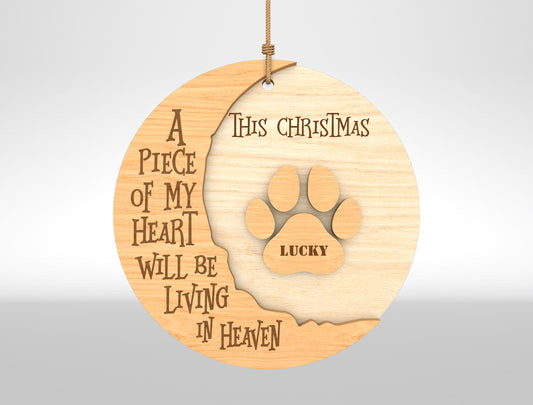 Dog Paw Memorial Christmas Ornament SVG Laser Cut File for LightBurn and xTool