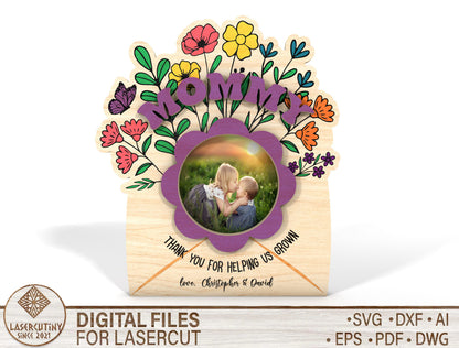 Floral Photo Magnet Mom Family SVG Bundle for Glowforge and xTool