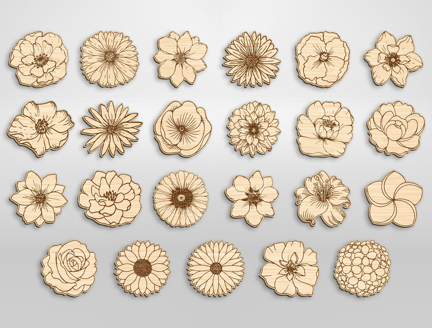 Flower Stud Earring SVG Bundle Minimal Floral for Glowforge and xTool