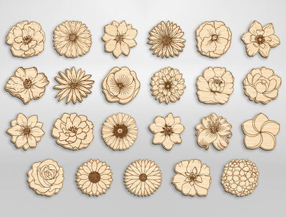 Flower Stud Earring SVG Bundle Minimal Floral for Glowforge and xTool
