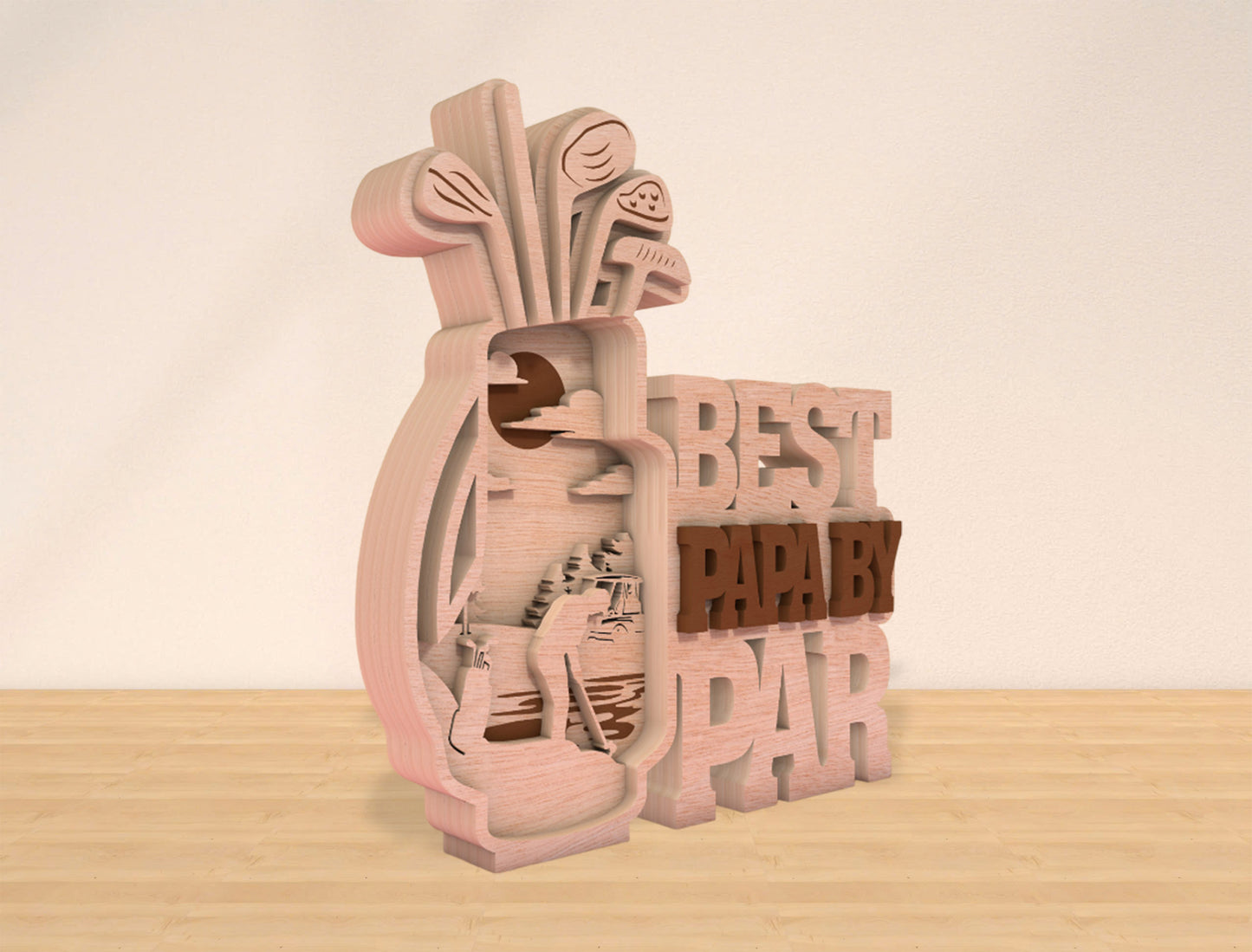 Best Papa By Par Laser Cut File | Golf Bag Decor | Layered Wooden Father’s Day Design | Glowforge, xTool, LightBurn, etc.