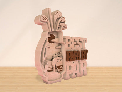Best Papa By Par Laser Cut File | Golf Bag Decor | Layered Wooden Father’s Day Design | Glowforge, xTool, LightBurn, etc.