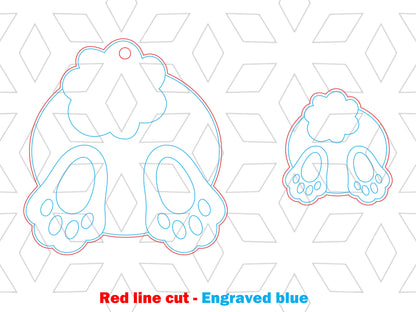 Rabbit Tail Earrings SVG V2 Bunny Feet Easter for Glowforge and xTool