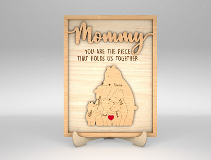 Mommy Bear Custom Name Family Sign SVG for xTool and Glowforge