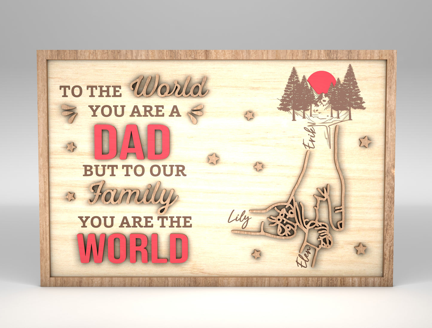 Personalized Dad Family Kids Hands Sign SVG Laser Cut File for LightBurn and xTool
