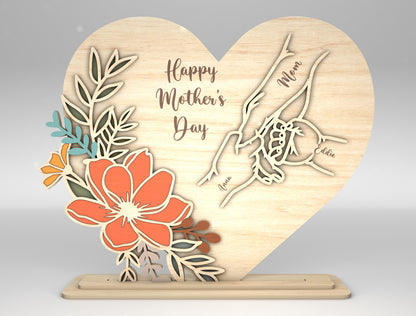 Personalized Mom Cosmos Floral Heart Sign SVG for xTool