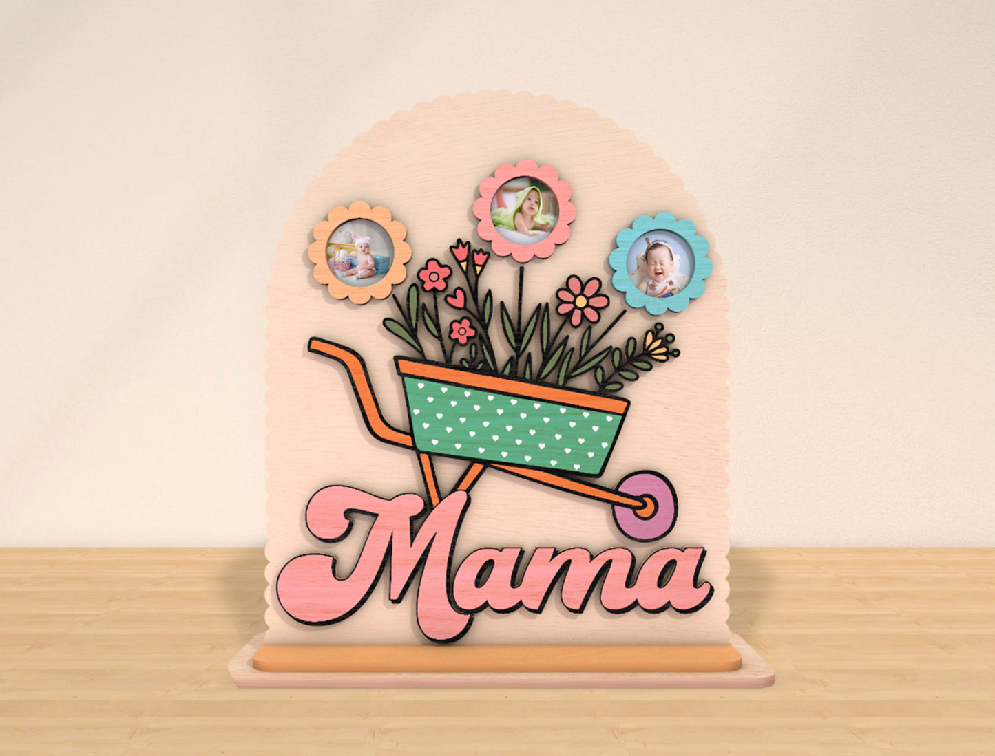 Mama Wheelbarrow Flower Photo Frame SVG Bundle for Glowforge and xTool