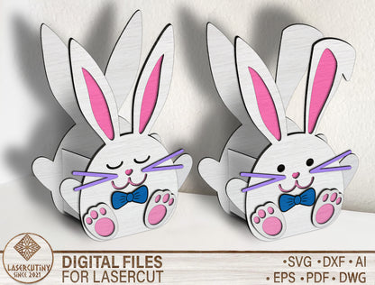 Easter Bunny Bow Egg Holder SVG Cute Bunny for LightBurn and xTool