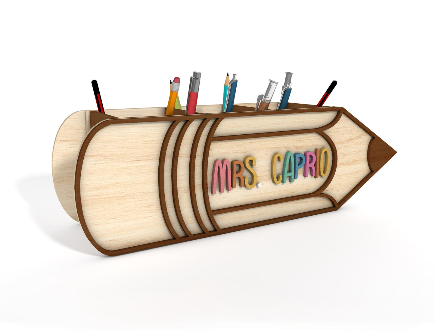 Personalized Pencil Pen Holder Laser Cut File SVG for Glowforge and LightBurn