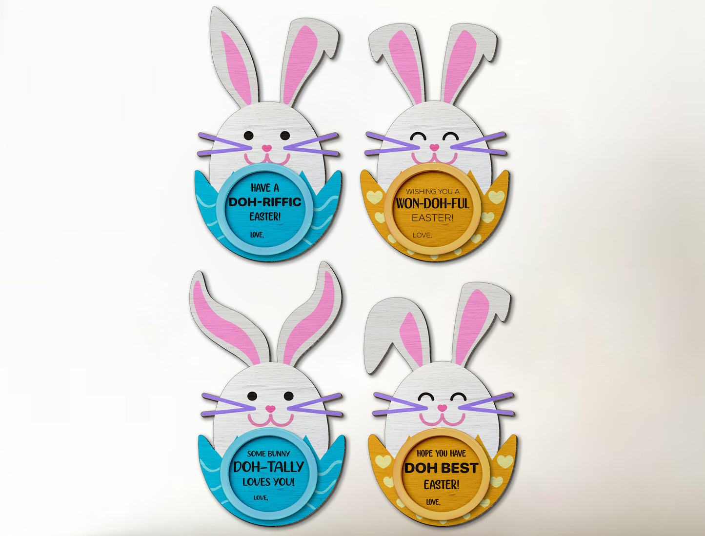 Cute Bunny Play Doh Gift Card Holder SVG Bundle 8 Designs for LightBurn