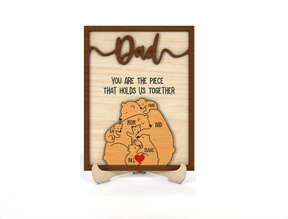 Bear Puzzle Sign SVG for Father’s Day Laser Cut File