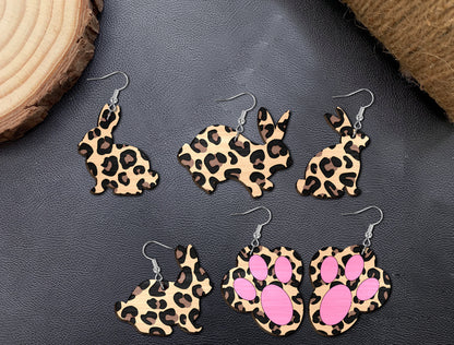 Leopard Bunny Earrings SVG Bundle 12 Animal Print Easter for Glowforge