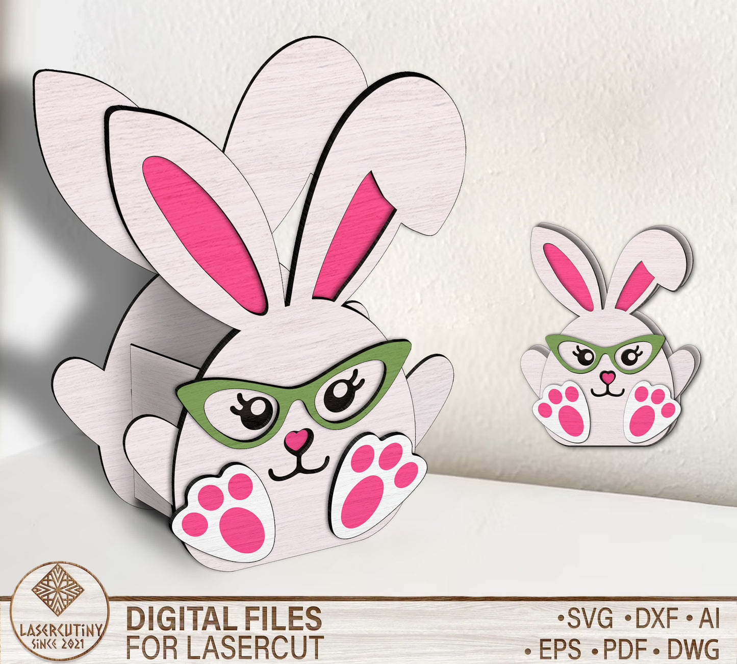 Happy Easter Bunny Egg Basket SVG 6 Designs for Glowforge and xTool