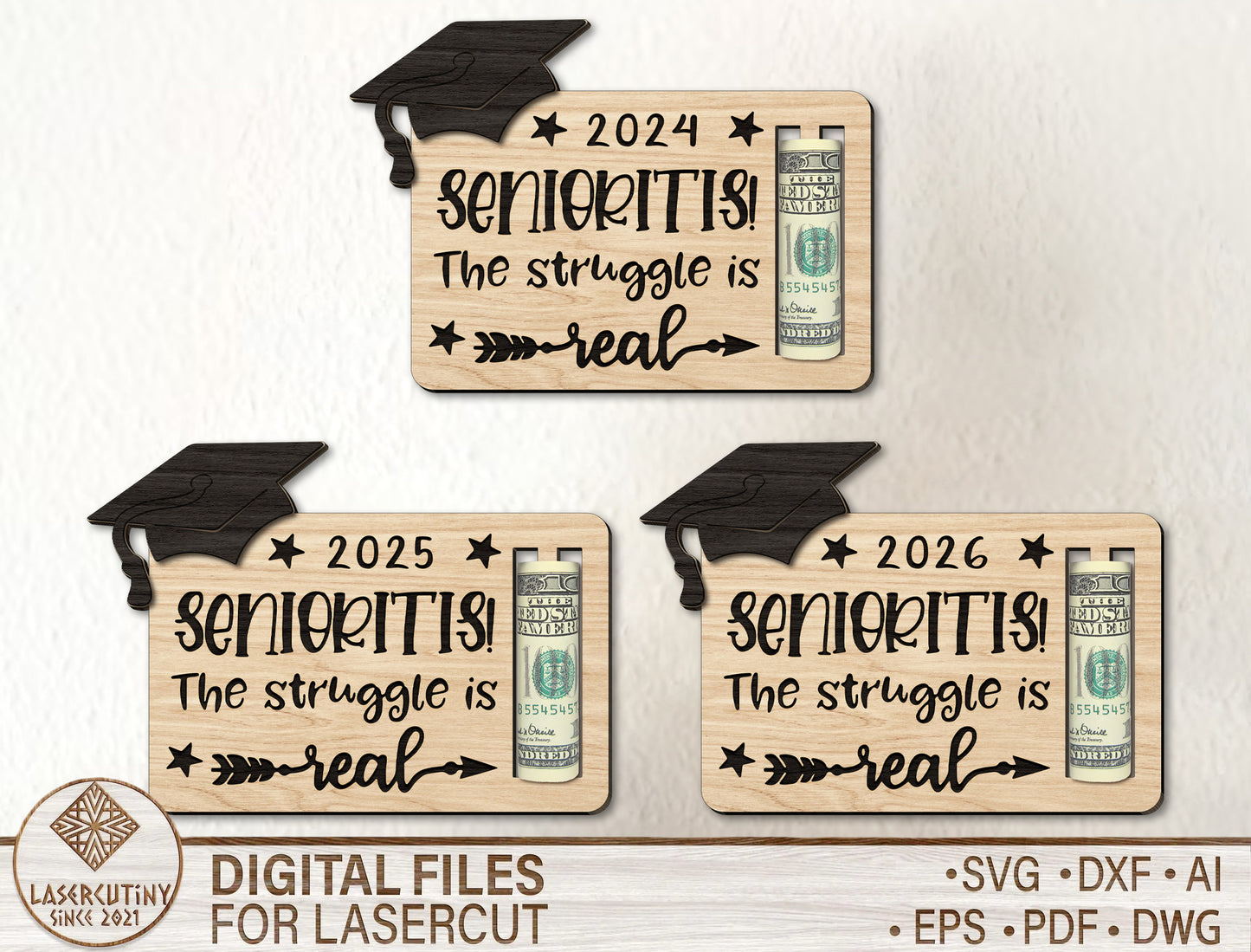Graduation Money Card SVG Laser Cut File for LightBurn and Glowforge