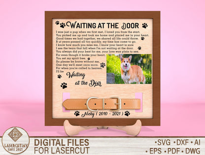 Waiting at the Door Dog Cat Photo Frame SVG  Laser Cut File for Glowforge and xTool
