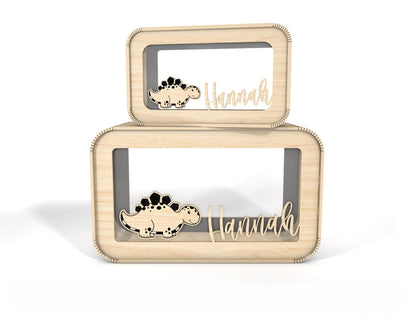 Personalized Dinosaur Money Box SVG Laser Cut File for xTool and LightBurn