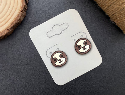 Sloth Stud Earrings SVG Laser Cut File for Glowforge and LightBurn