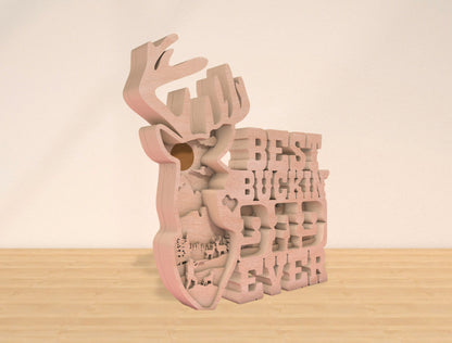 Best Buckin Dad Ever Laser Cut File | Hunting Dad Multilayer Decor | Layered Wooden Shadow Box | Glowforge, xTool, LightBurn, etc.